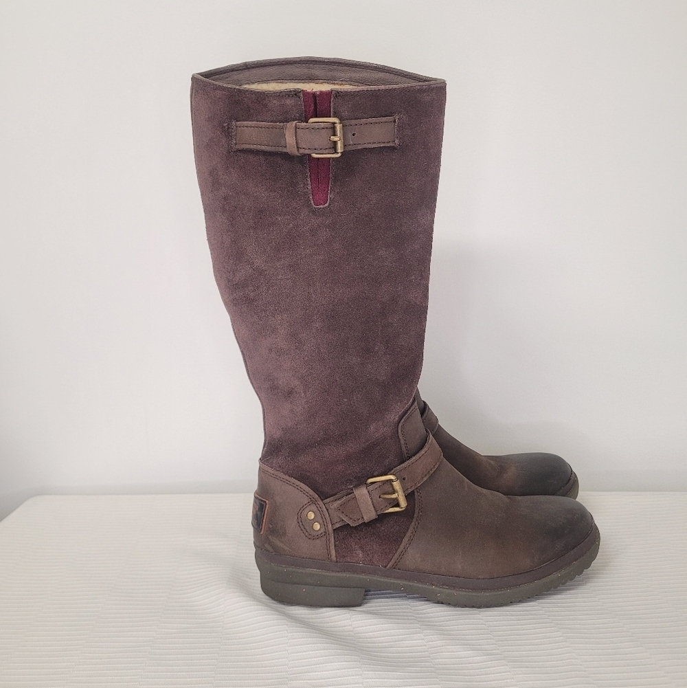 Ugg Thomsen Tall Waterproof Leather Shearling Lined Boots sz 6.5 1005268